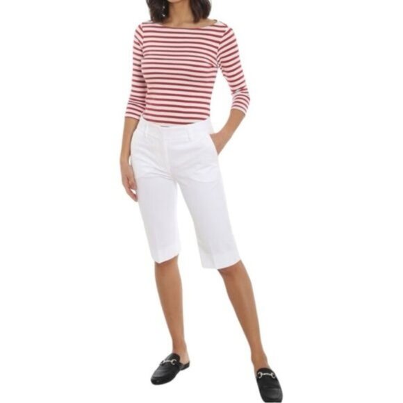 Piazza Sempione Alissa White Bermuda Shorts - Formfitting, Size 14, Italy - Picture 1 of 12